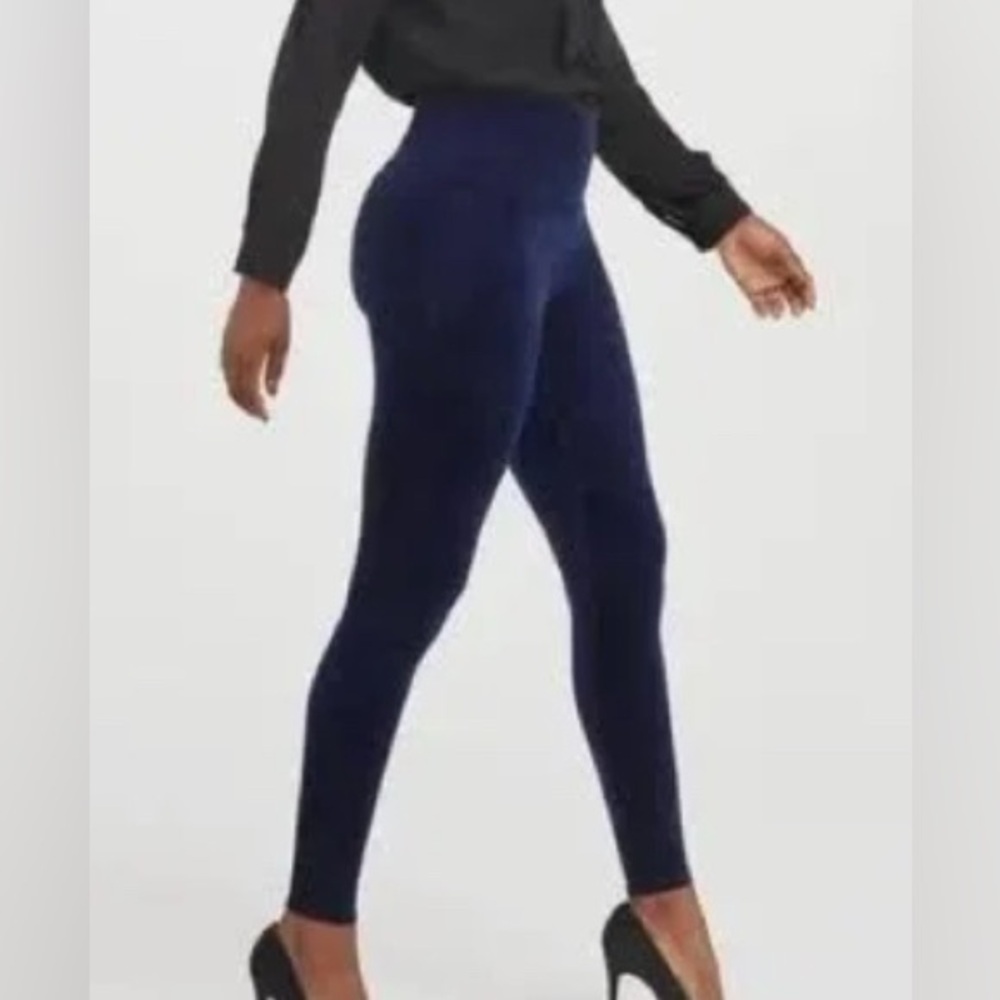 Spanx Size XL Blue Booty Boost High Waisted Velvet Leggings NWT Brand New